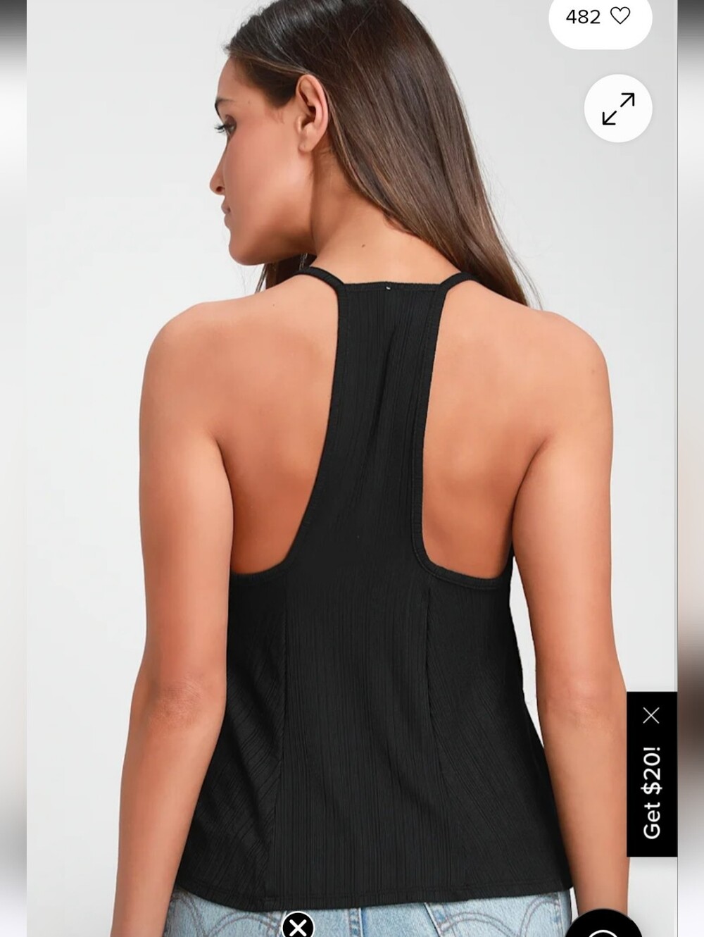 Free People Intimately Slinky Slink Black Racerback Tank Top Size M - Picture 3 of 9